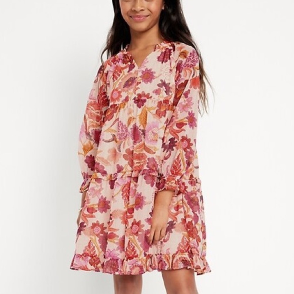 Pink Floral Kids Dress with a hint of sparkle
